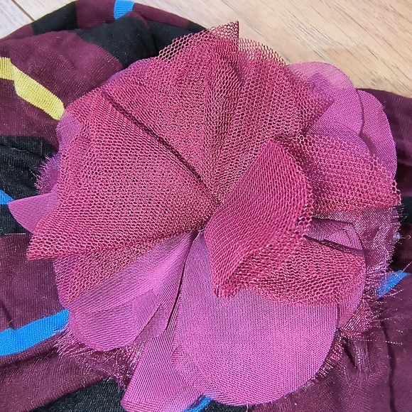 💎 3/$15 XXI Striped Bodycon Retro Dress w/Puff Sleeve & Flower Appliqué in Sz M - Picture 10 of 16